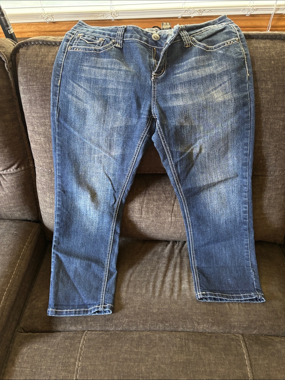 Women's Ankle Crop Jeans - Dark Blue Wash